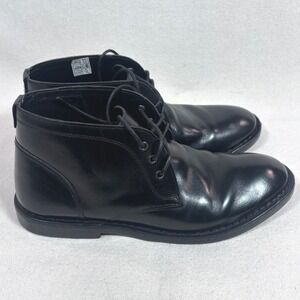 Crown Vintage Casper Black Leather Rubber Sole Work Utility Chukka Boots Mens 10